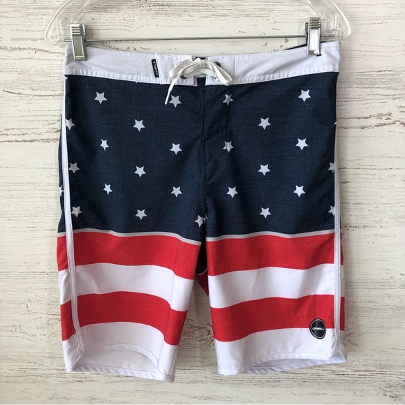 *3/$20* O’NEILL HYPERFREAK American Flag Patriotic 9” Board Shorts 29 - Picture 1 of 7